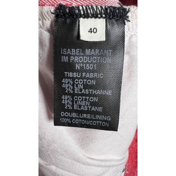 Isabel Marant Etoile Linen Blend Red High Rise Straight Ankle Pant Sz 40 US 10 - Picture 6 of 10